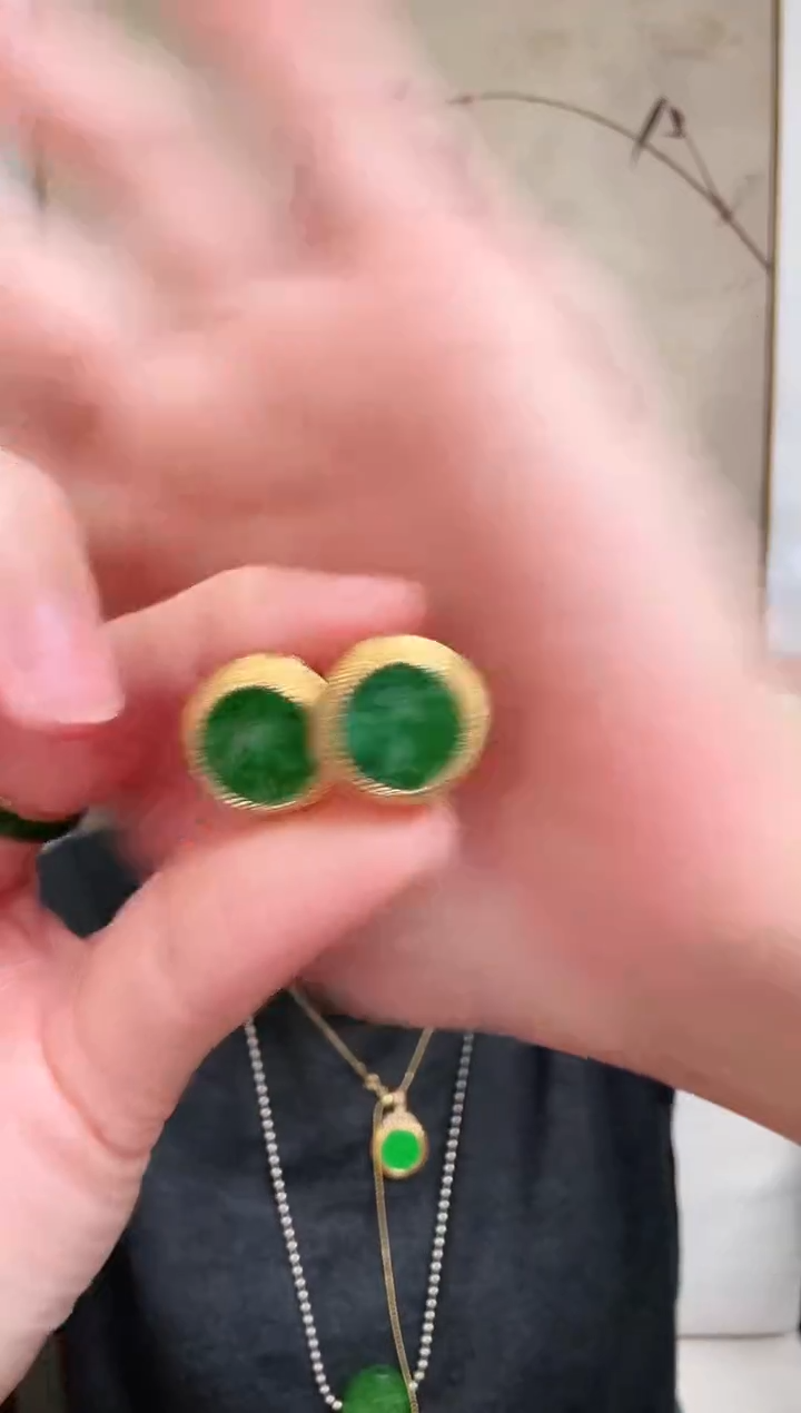 【闪购商品】翡翠耳饰银S925镶嵌耳饰