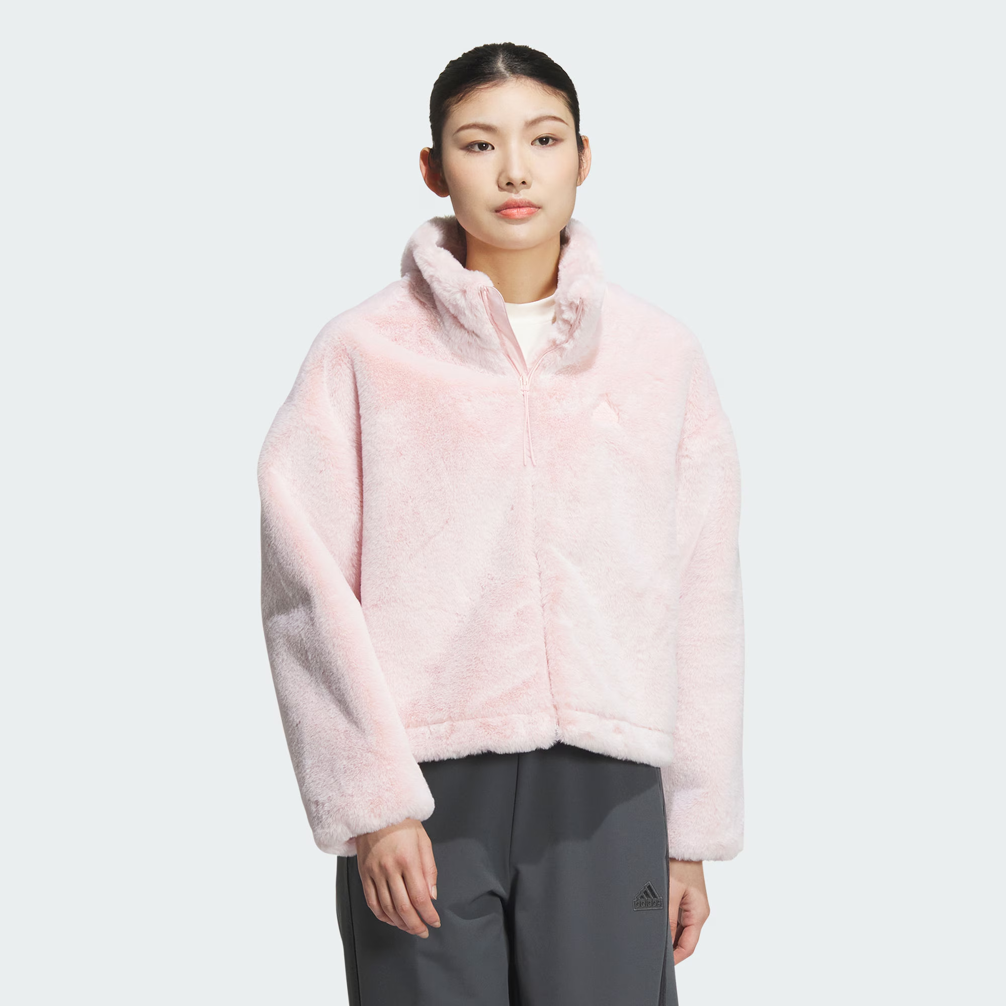 adidas/阿迪达斯女款DANCE WARM FUR  运动休闲毛毛外套-JJ1080