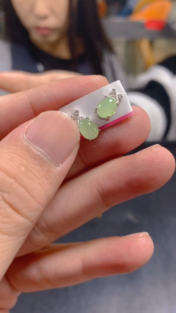 【闪购商品】翡翠耳饰银S925镶嵌0699167994/多样性发一