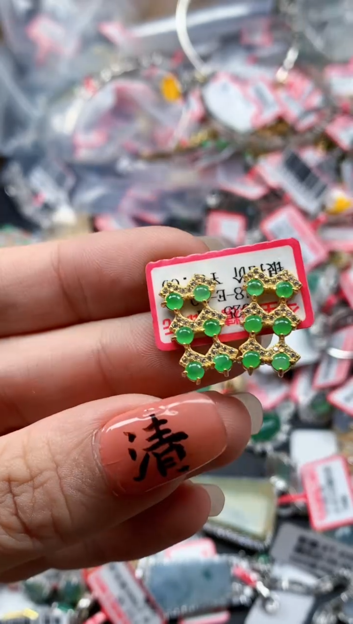 银S925镶嵌戒指翡翠天然A货缅甸翡翠