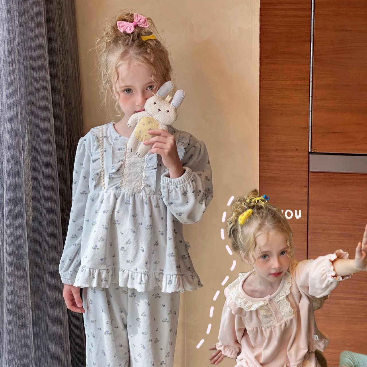 【艾柚】25秋季新款亲子儿童公主系海岛绒套头家居服睡衣套装IU139