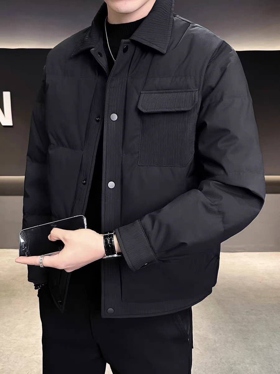 1-20高级感拼接设计男士轻薄羽绒服新款休闲百搭翻领保暖外套