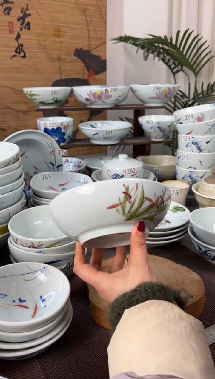 明舟中暇手绘7寸木子碗（单只装随机图案）