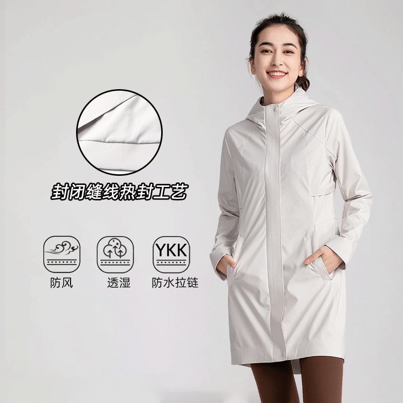 中长款拉链外套运动防风三防软壳女士风衣1588 