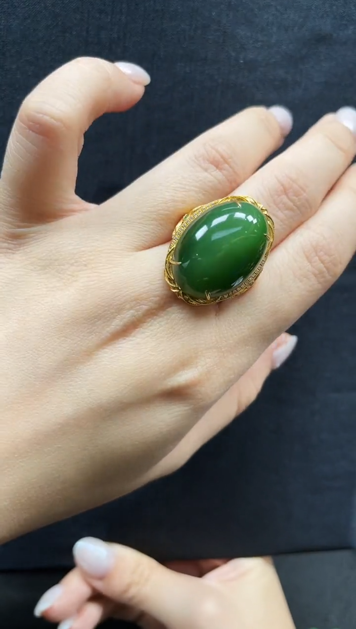【闪购商品】和田玉戒指18K金镶嵌多样性发一Z