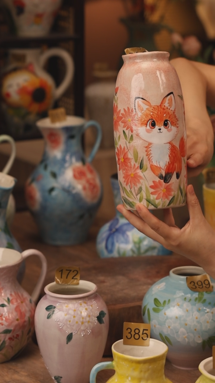 陶瓷539景德镇设计师手作花器摆件侘寂风