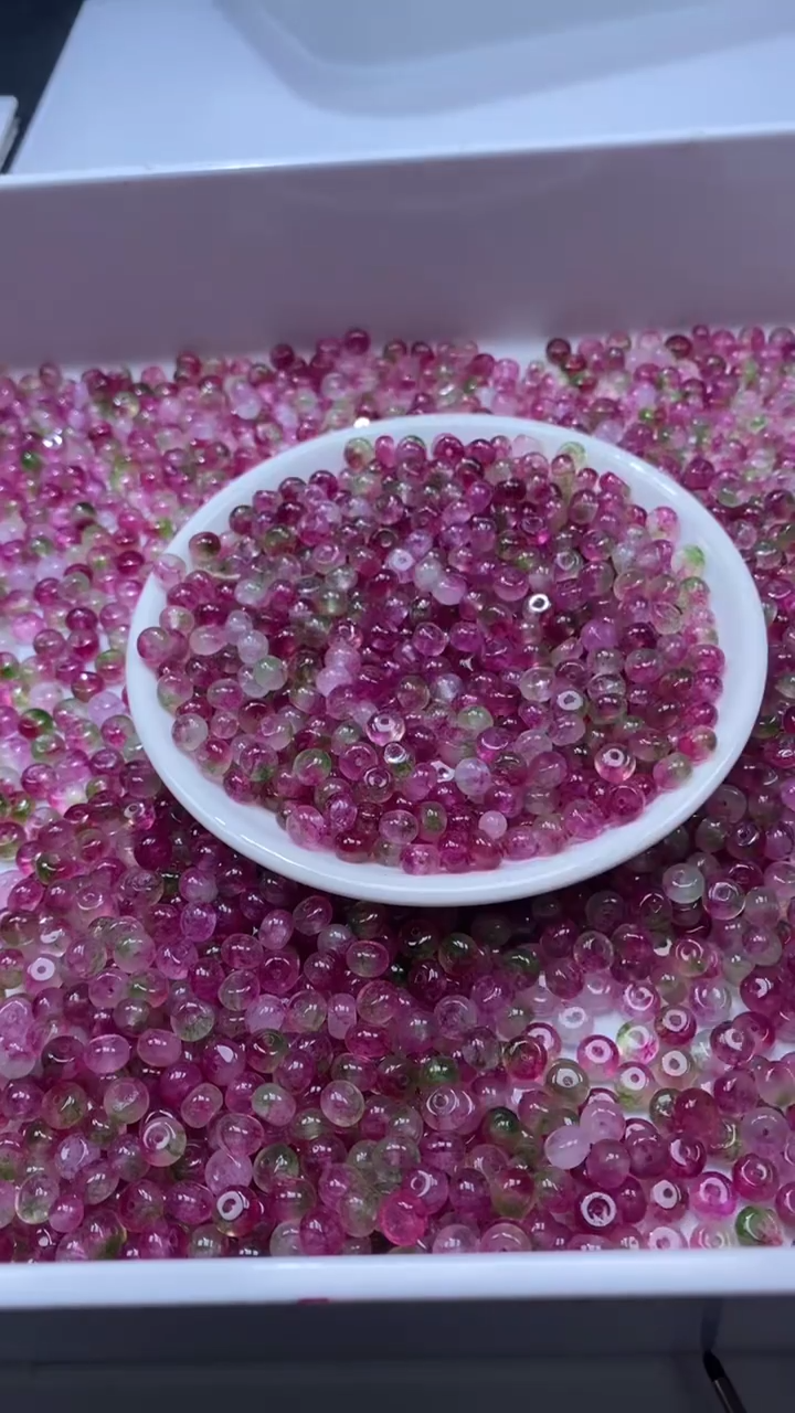 颈饰未镶嵌水晶W3232西瓜碧玺算盘6*3MM*20颗