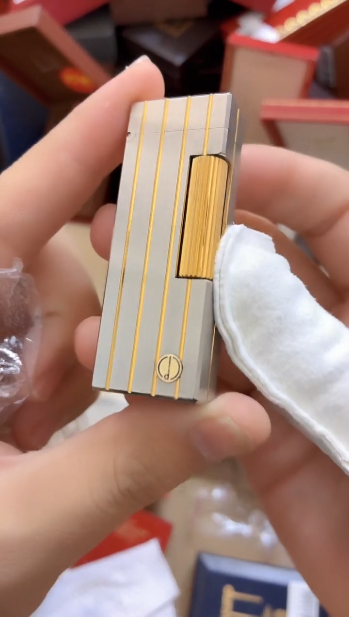 五代渐金竖条打火机