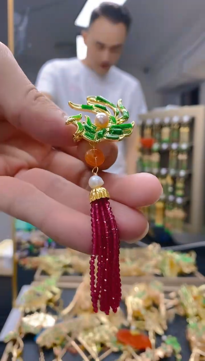 【闪购商品】翡翠耳饰合金0205翡翠胸针