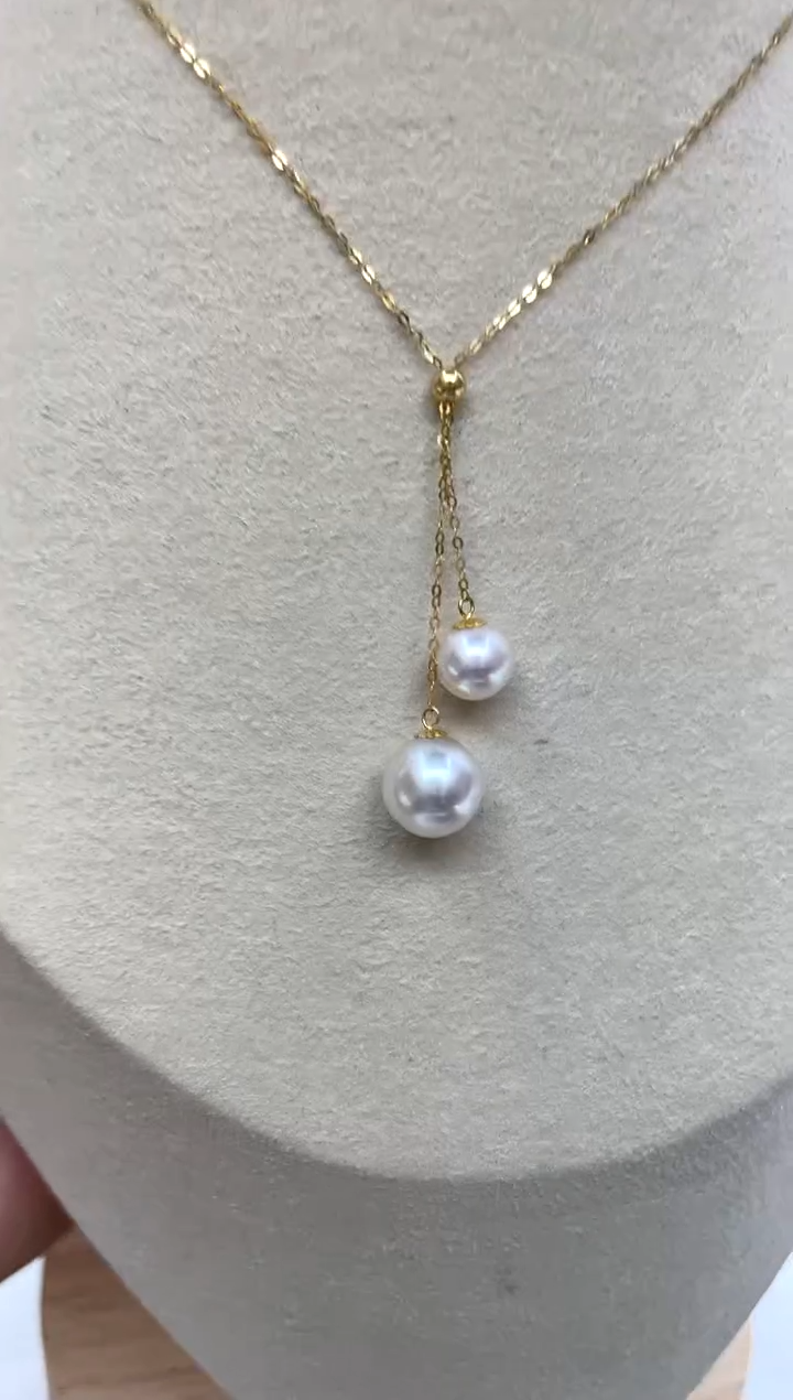 颈饰18K金镶嵌海水珍珠8-9 6-7