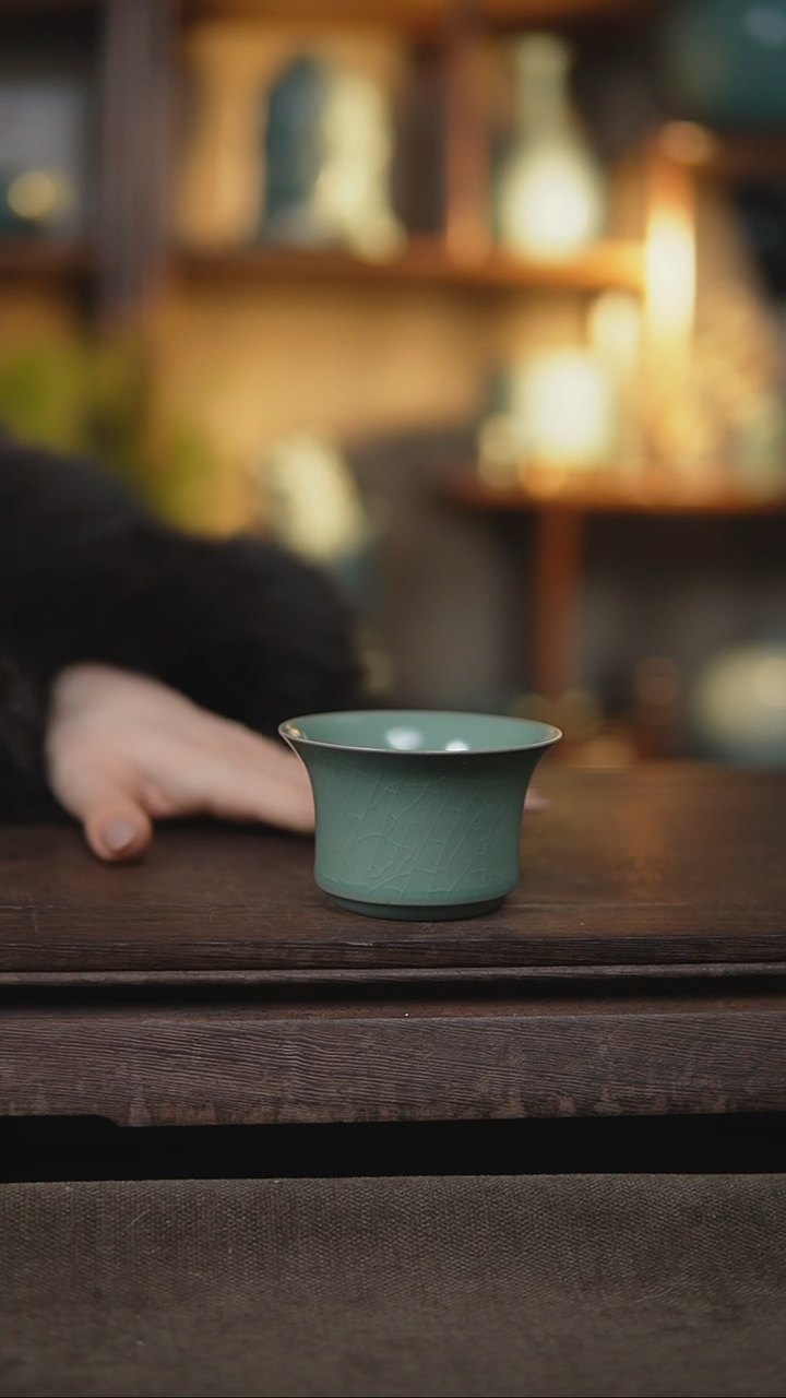 【闪购商品】杯仿古翡翠绿马蹄杯一级礼盒