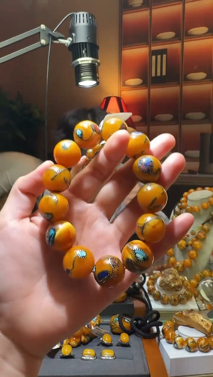 蜜蜡颈饰未镶嵌7065天然蜜蜡珠宝奇石