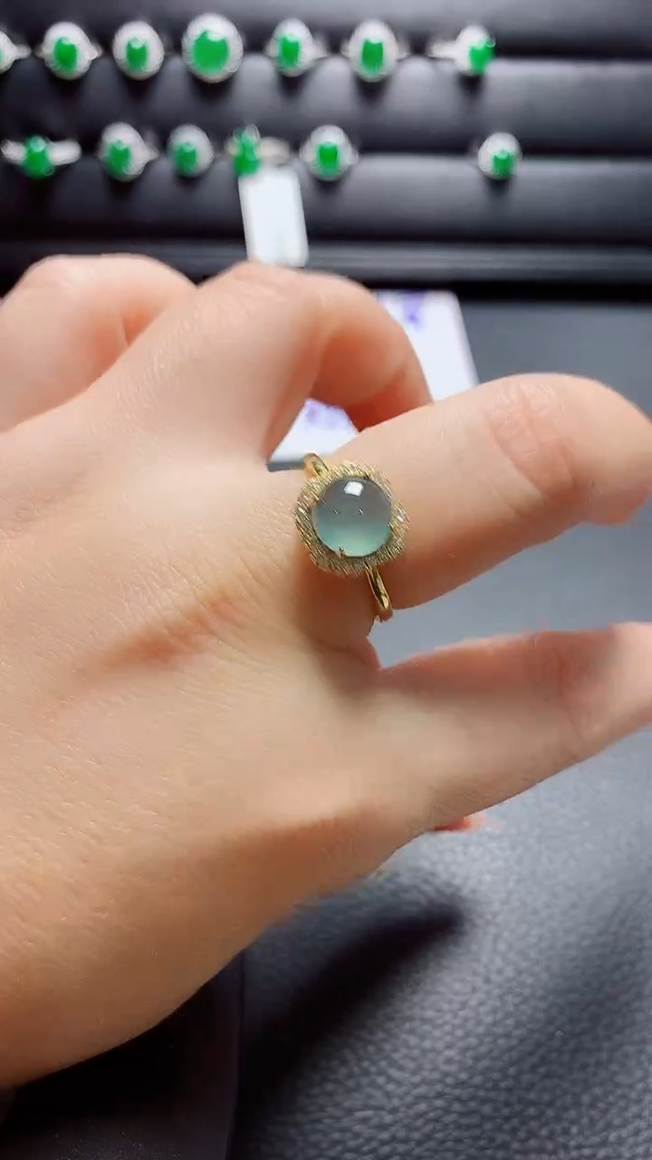 银S925镶嵌戒指翡翠天然翡翠A货s925银镶