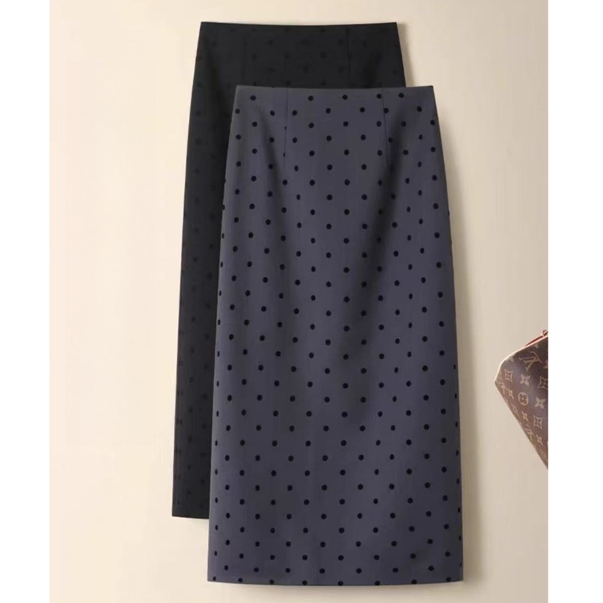 波点植绒羊绒加厚半身裙时尚休闲百搭秋冬长裙