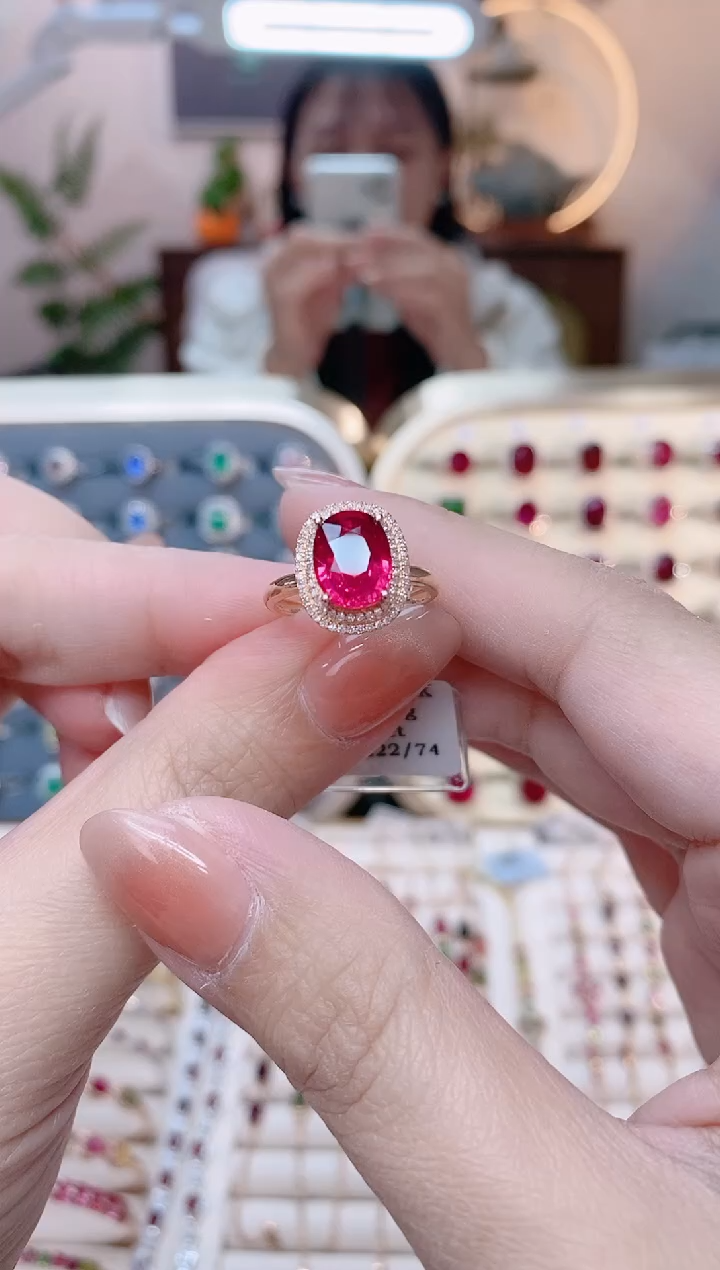 【闪购商品】碧玺18K金戒指18K金镶嵌1