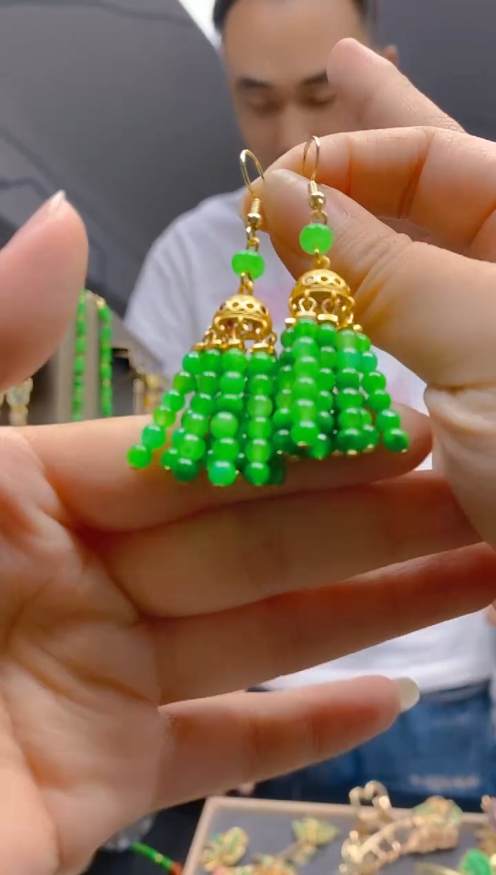 翡翠合金耳饰0387翡翠耳钩