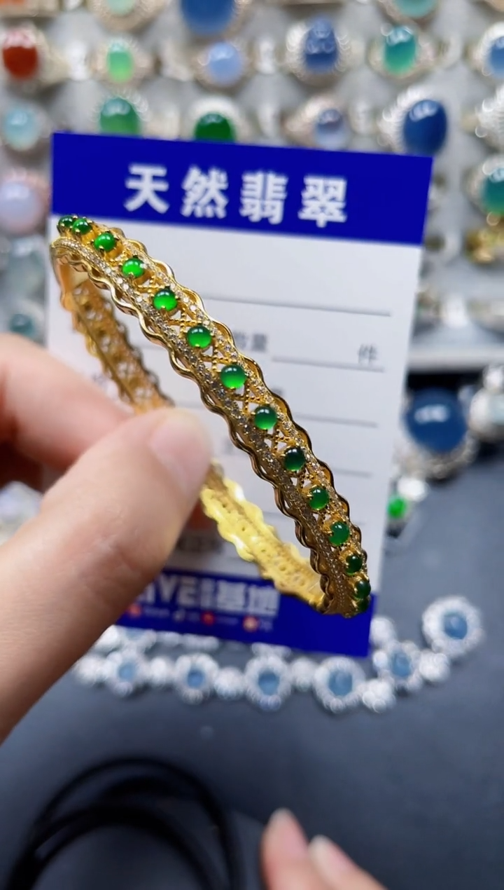 银S925镶嵌手镯翡翠269