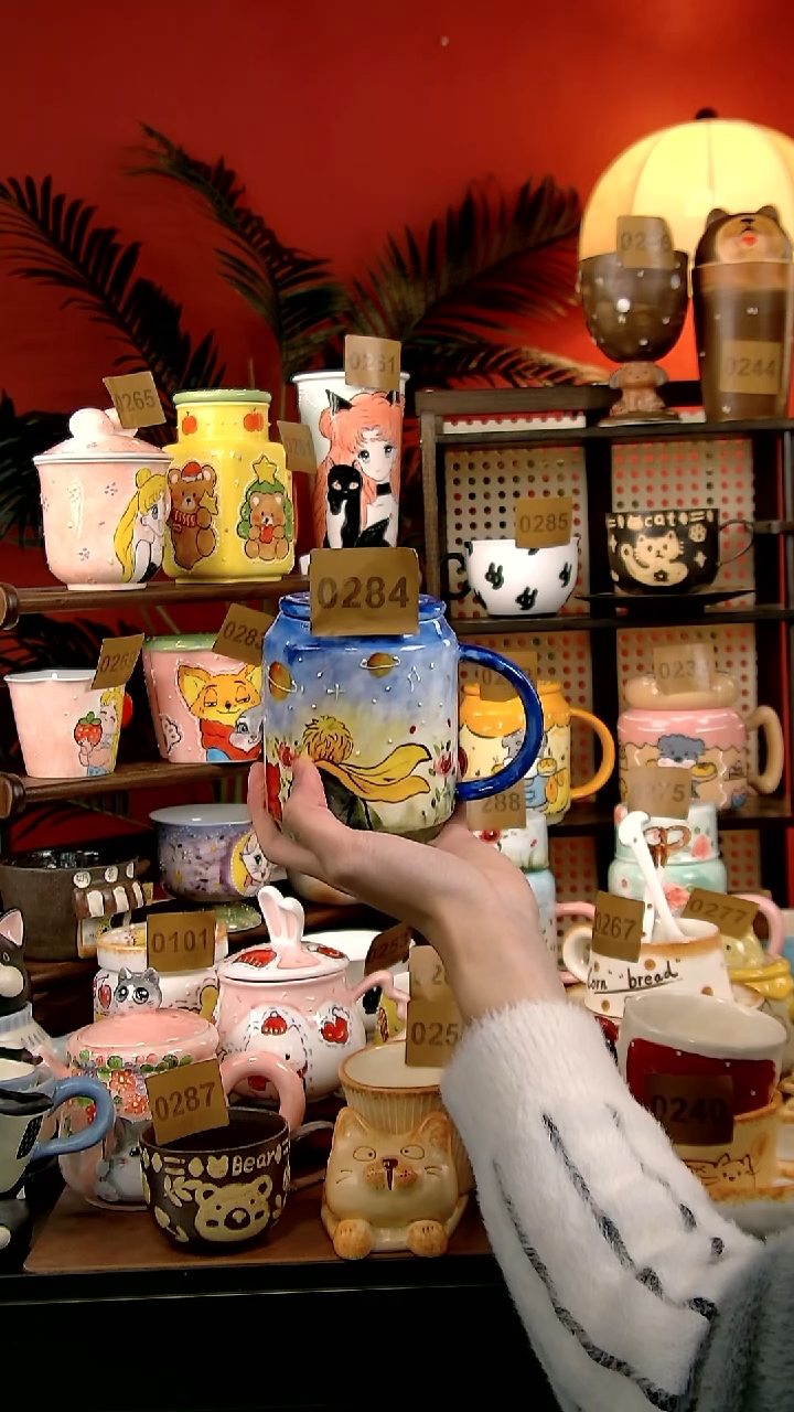 杯子瓷DIY景德镇创意手工陶瓷卡通风小王子吸管杯