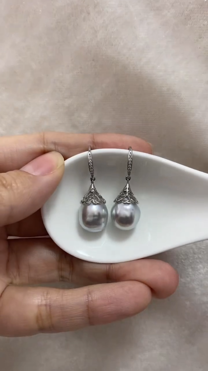 【闪购商品】海水珍珠耳饰银S925镶嵌11-12mm