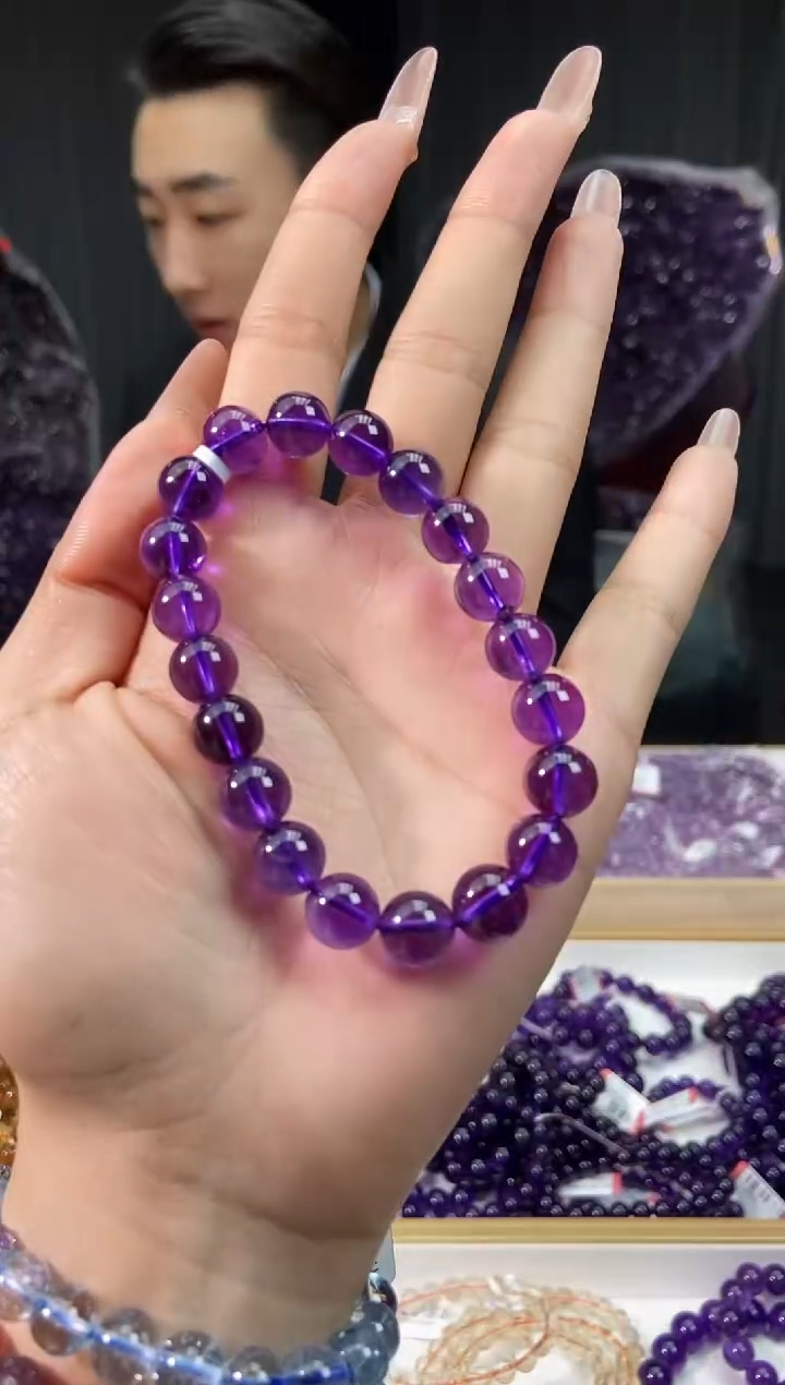 【闪购商品】发晶手链未镶嵌巴西紫卡9mm+