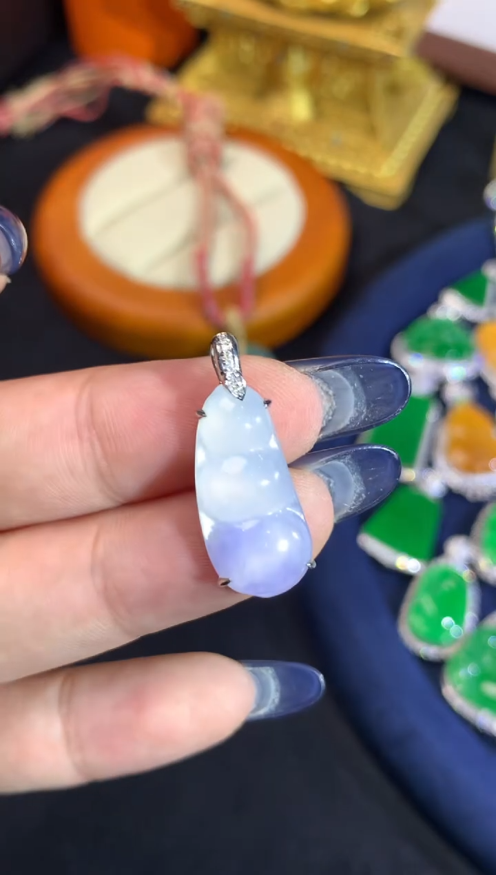 【闪购商品】翡翠挂件18K金镶嵌年货节仙女紫豆子