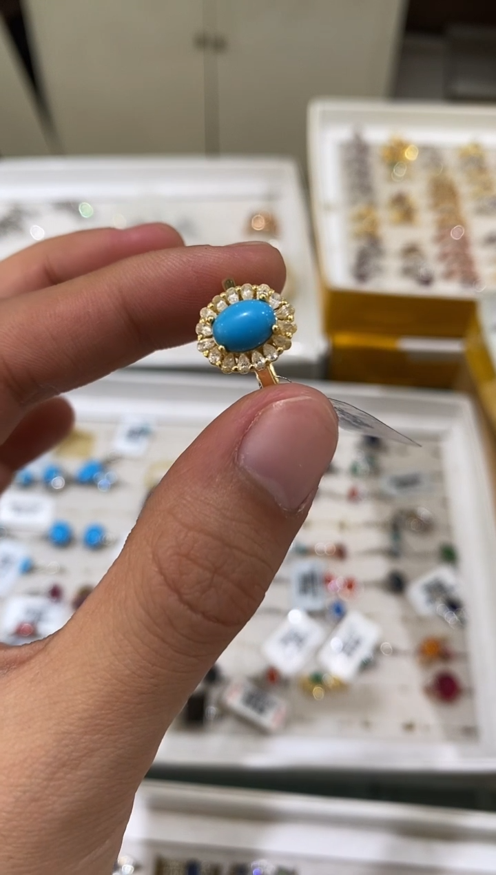 戒指蓝宝石银S925镶嵌蓝松戒指