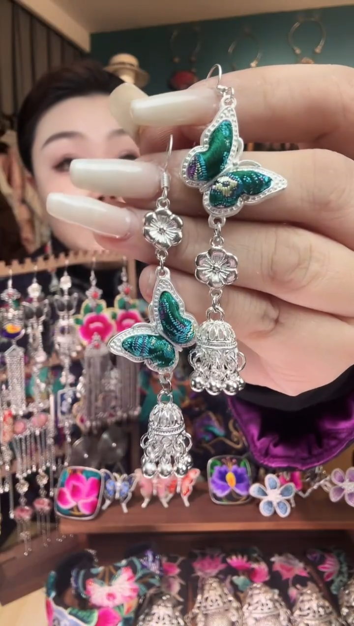 刺绣纯手工民族风刺绣耳环