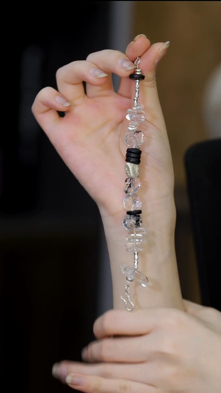 未镶嵌手绳水晶黑闪灵手链