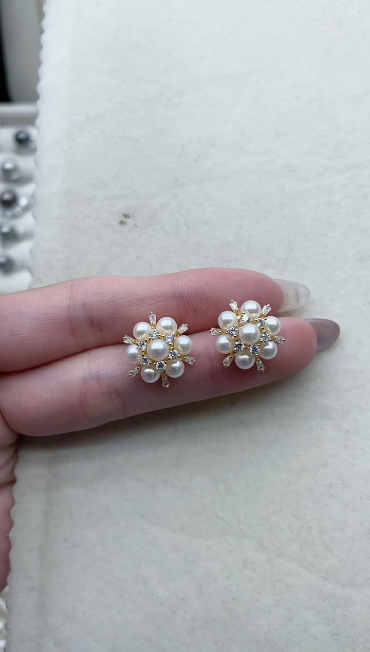 【闪购商品】淡水珍珠耳钉银S925镶嵌Y62