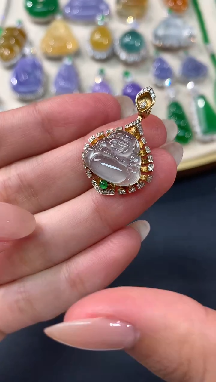 【闪购商品】翡翠吊坠(不含链)18K金镶嵌A524|7980