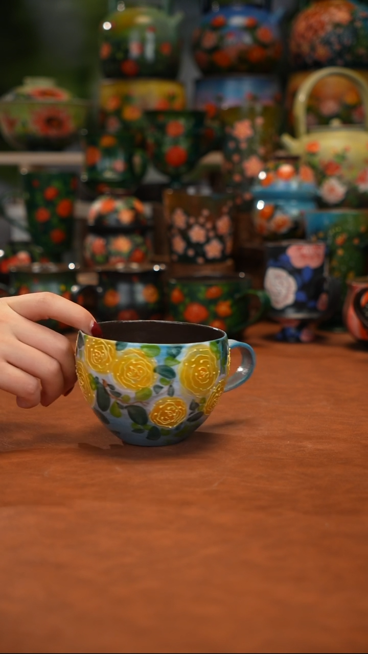 紫砂油画手绘釉下彩