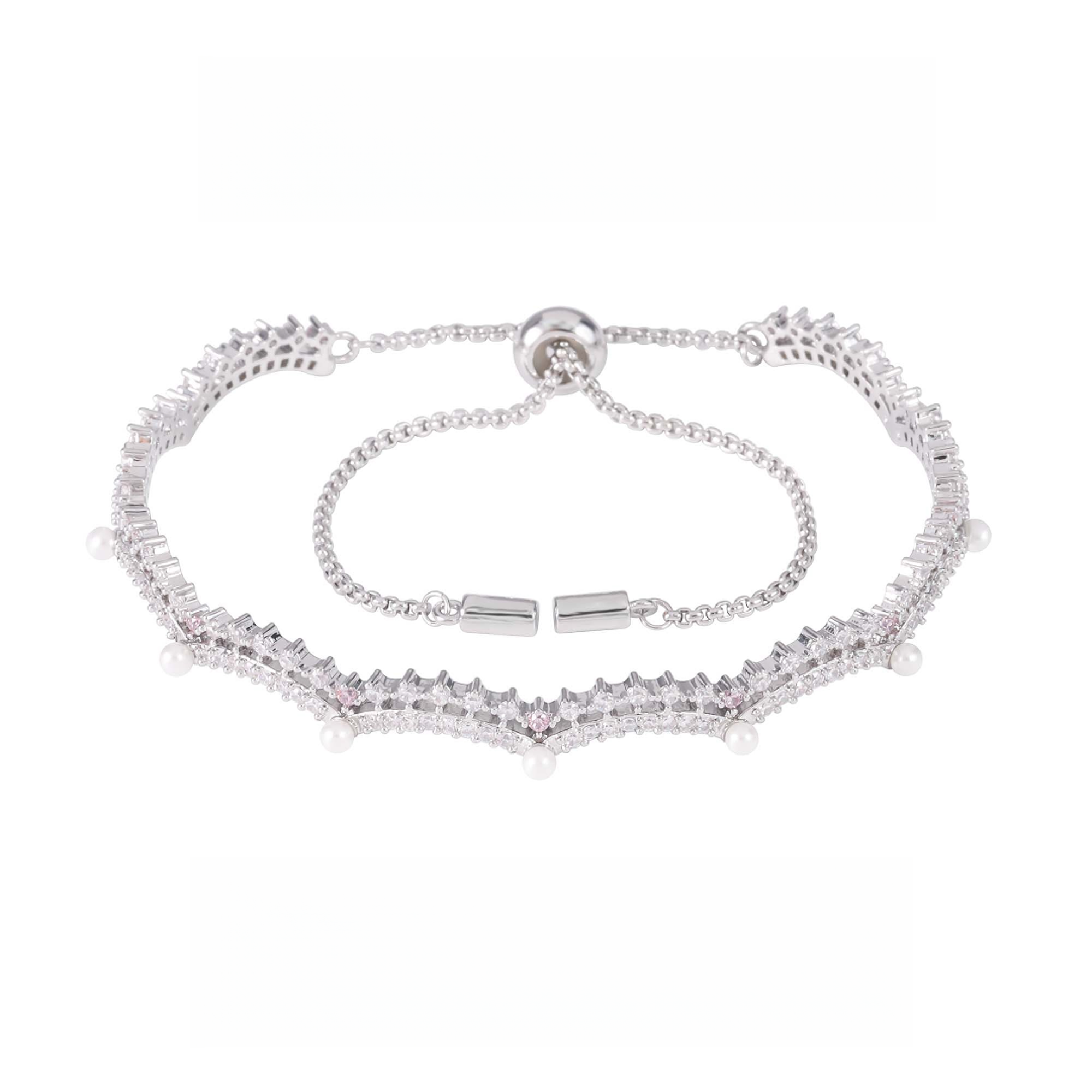 铜合金仿珍珠手链 锆石白色时尚气质轻奢珠珠手链0524