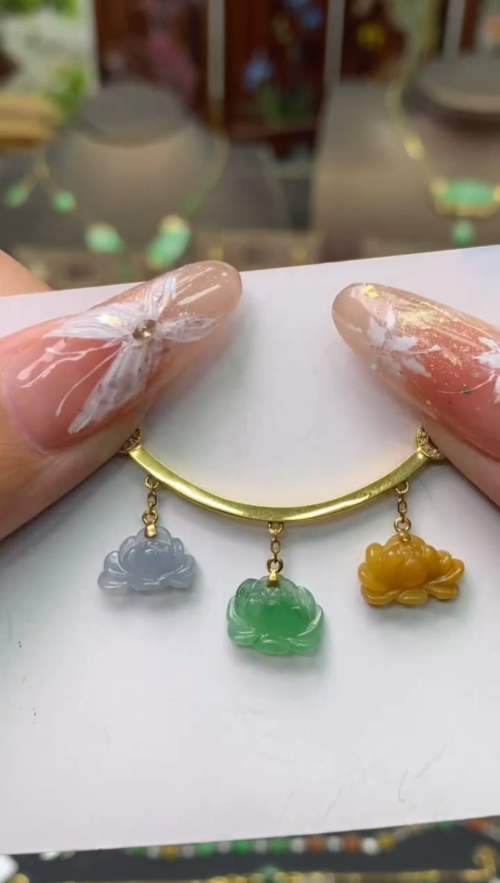 【闪购商品】翡翠颈饰18K金镶嵌净货11144