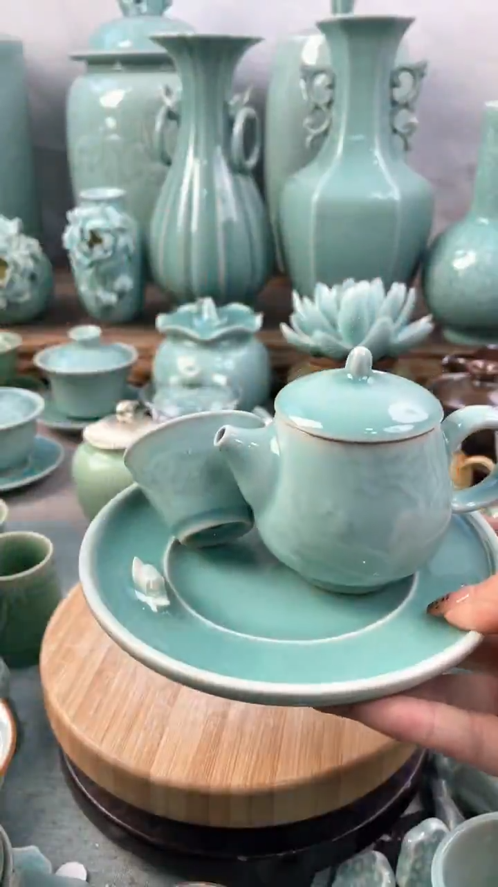 【闪购商品】1壶1壶承 1杯 特价 微瑕 慧仙青瓷