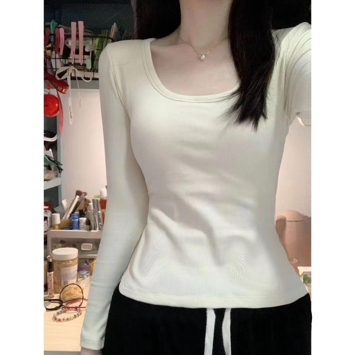 百搭秋冬上衣保暖德绒圆领T恤2025长袖女装春秋打底修身显瘦
