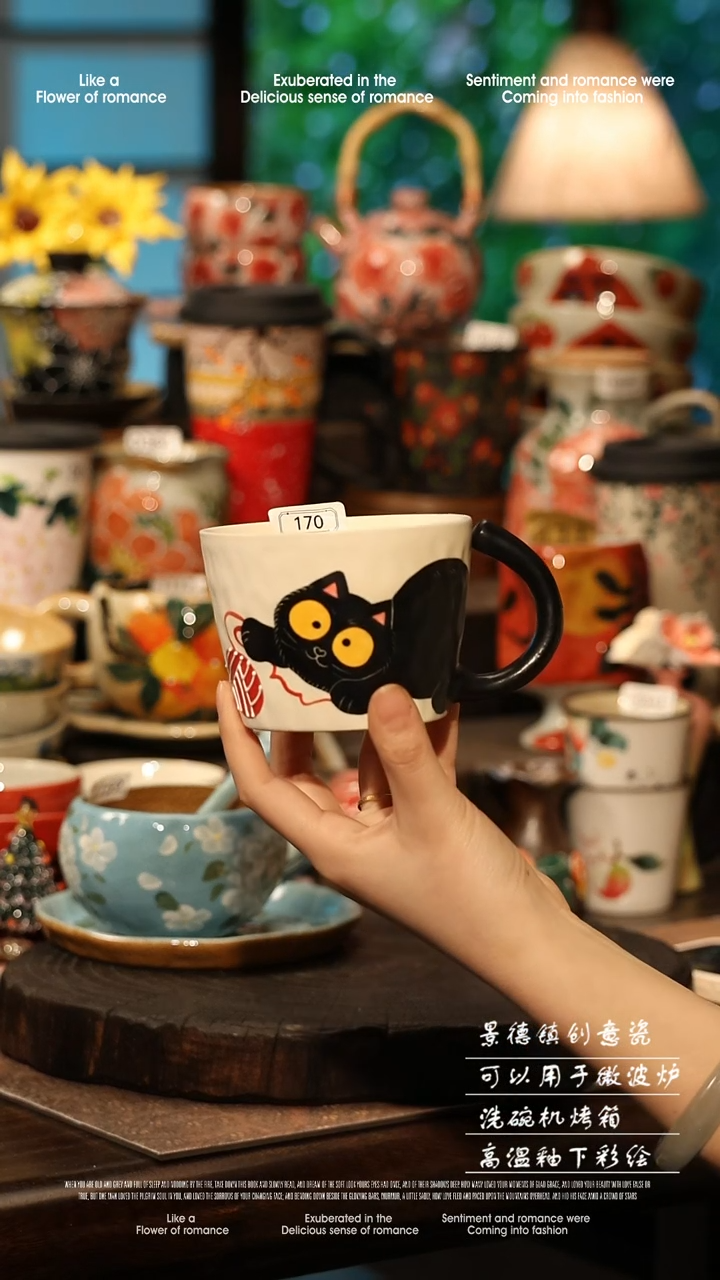 陶瓷景德镇高温釉下彩手工手绘款式@A0763@