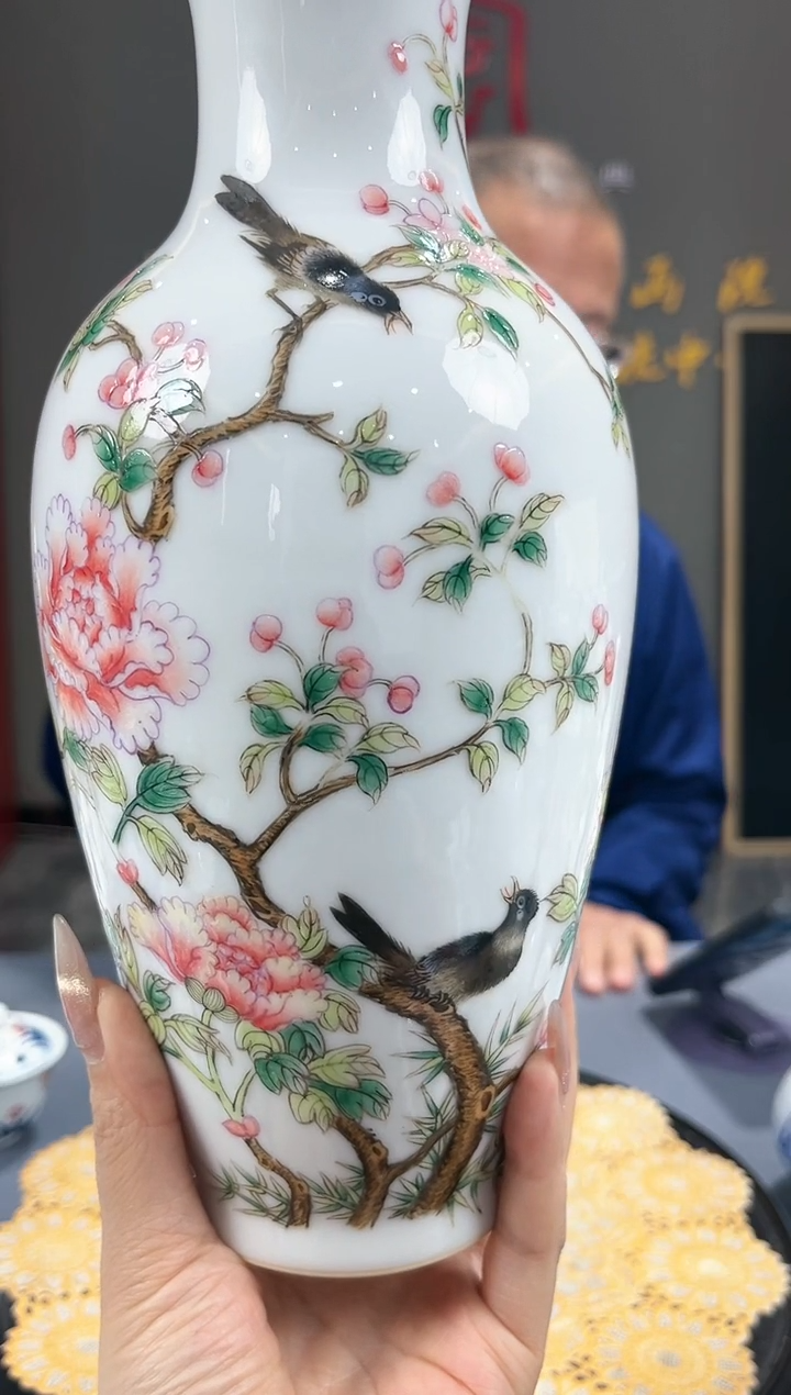 【闪购商品】官窑瓷画院581官窑瓷画院花鸟赏瓶