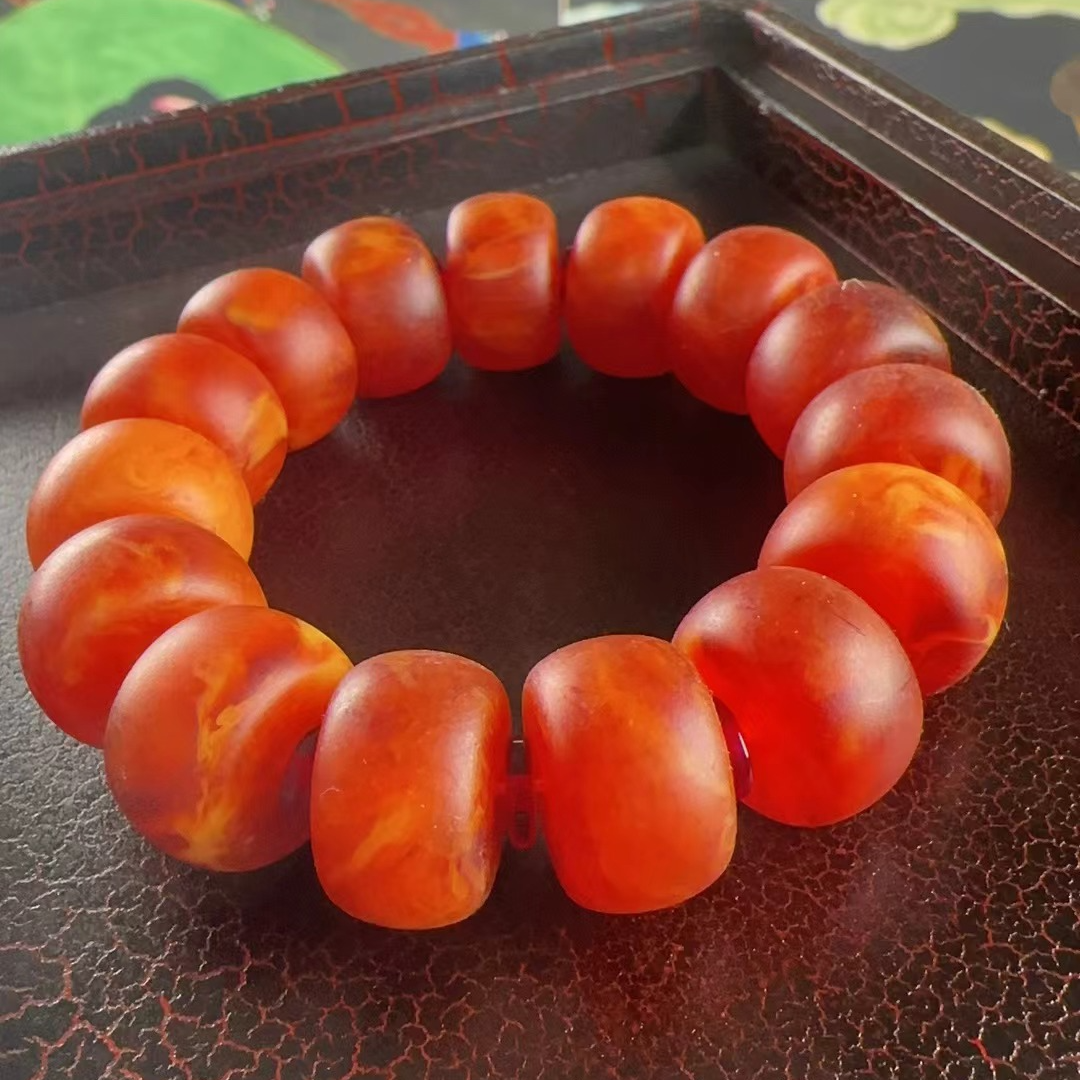 【闪购商品】老蜡磨砂枣红手串G69