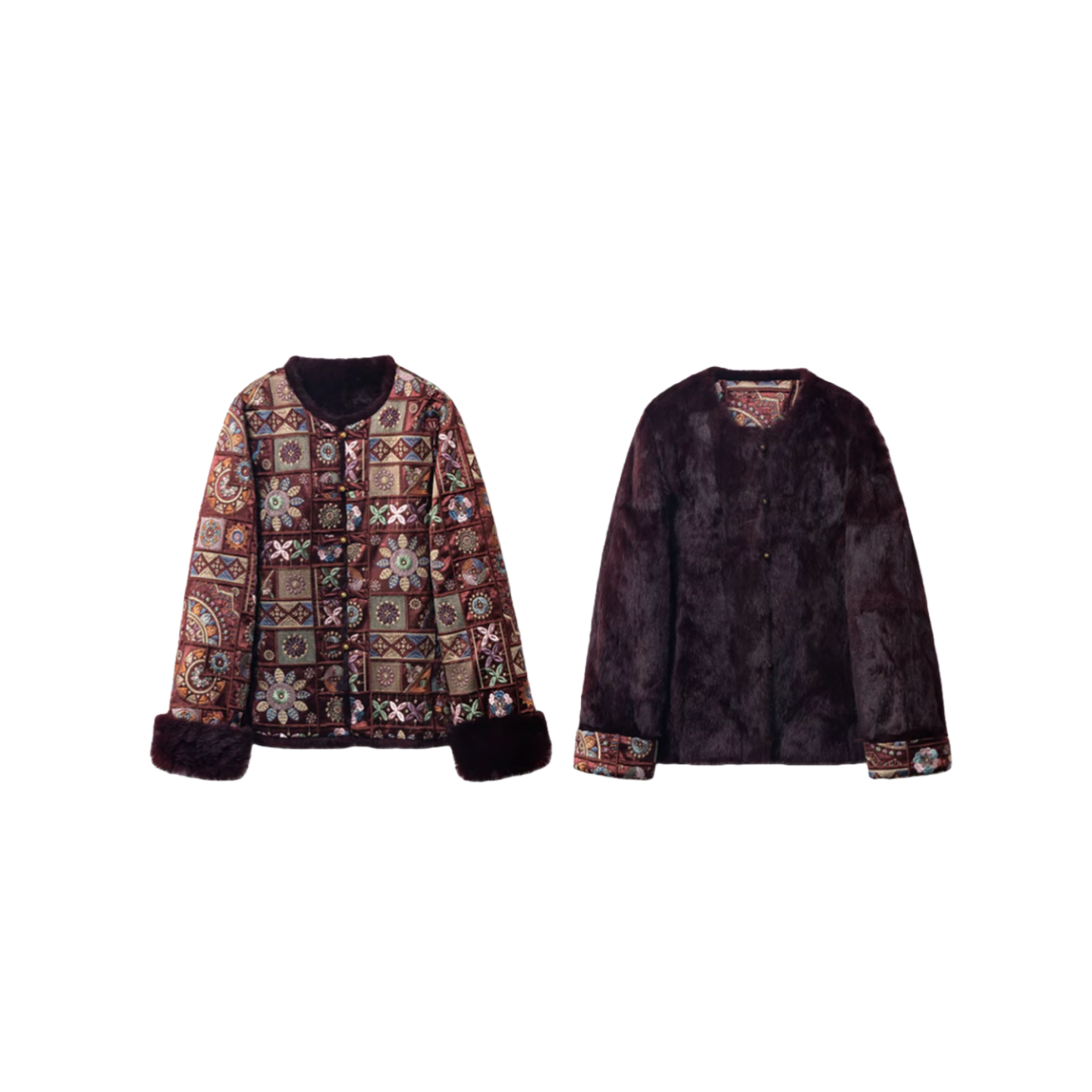 【念奴娇】2025重磅冬季高奢兔毛新款加厚新中式双面双穿保暖外套女