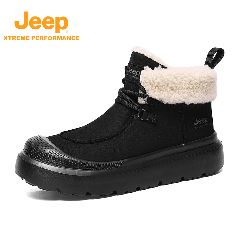 jeep男鞋冬季保暖高帮棉鞋加绒加厚增高马丁靴东北靴子男士雪地靴