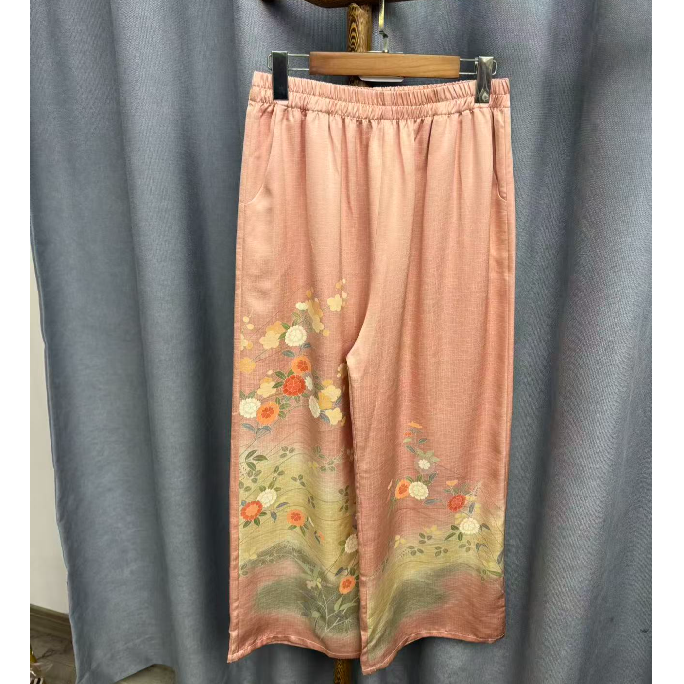 2025秋季新款时尚百搭桑蚕丝长裤女U001