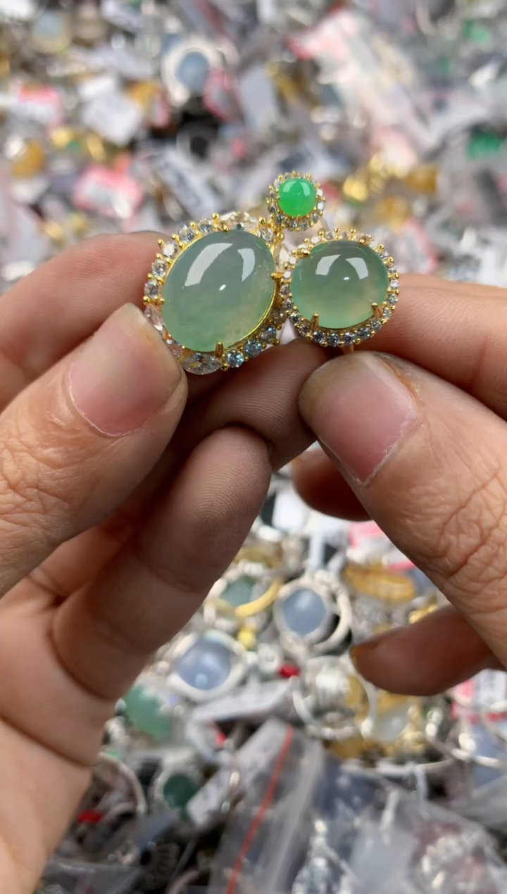 银S925镶嵌戒指翡翠1313---10