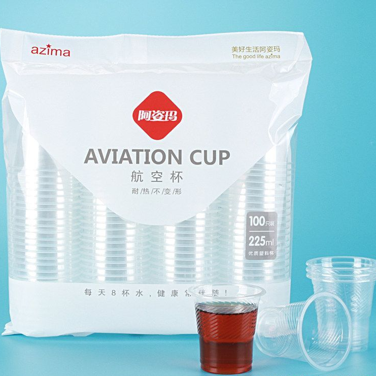 到手200只一次性杯加厚透明PP塑料水杯饮料杯家用PS航空杯硬塑