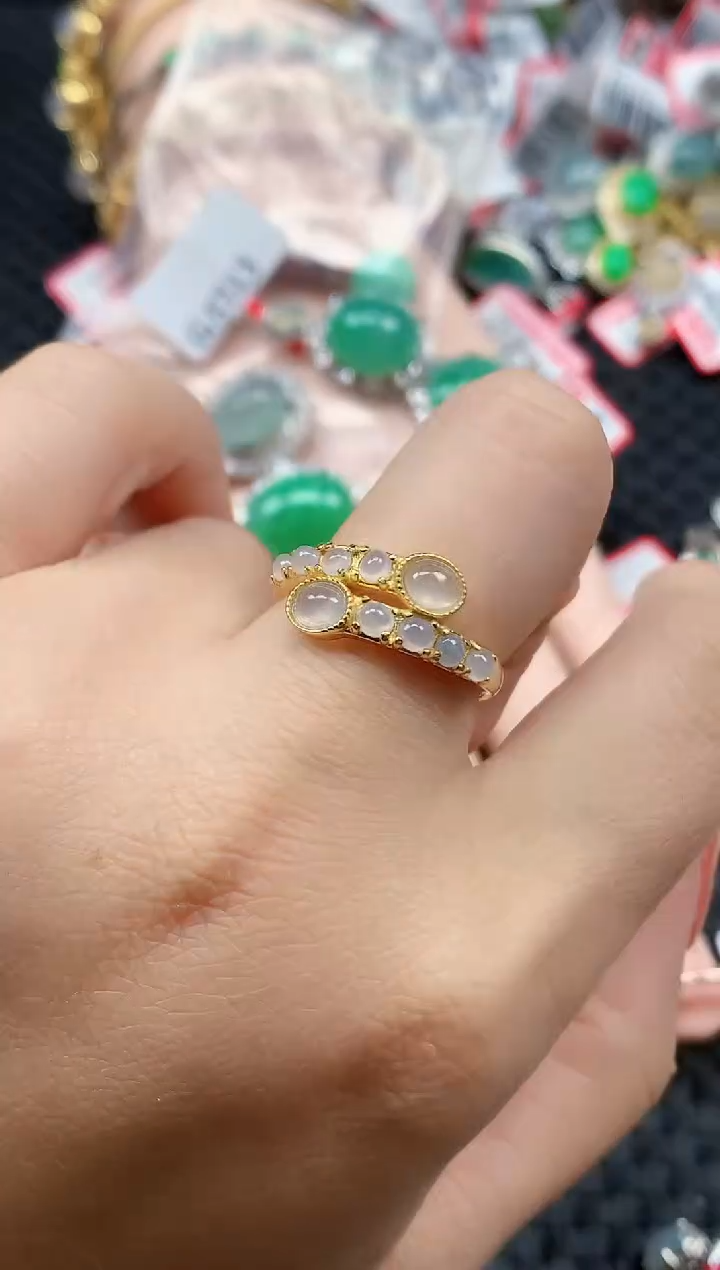 银S925镶嵌戒指翡翠天然A货缅甸翡翠