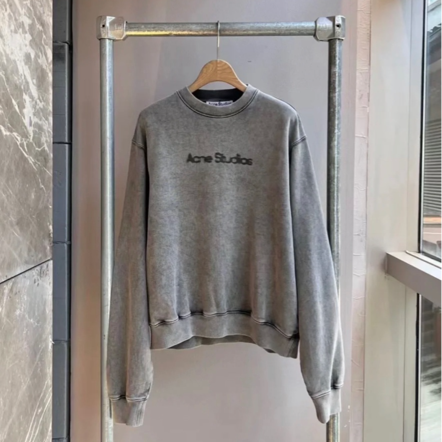 全新未使用 AcneStudios 褪色做旧徽标字母长袖卫衣
