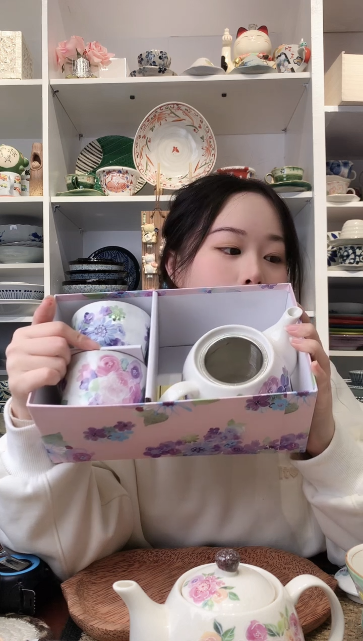 陶瓷【孤品】和蓝一壶两杯套装