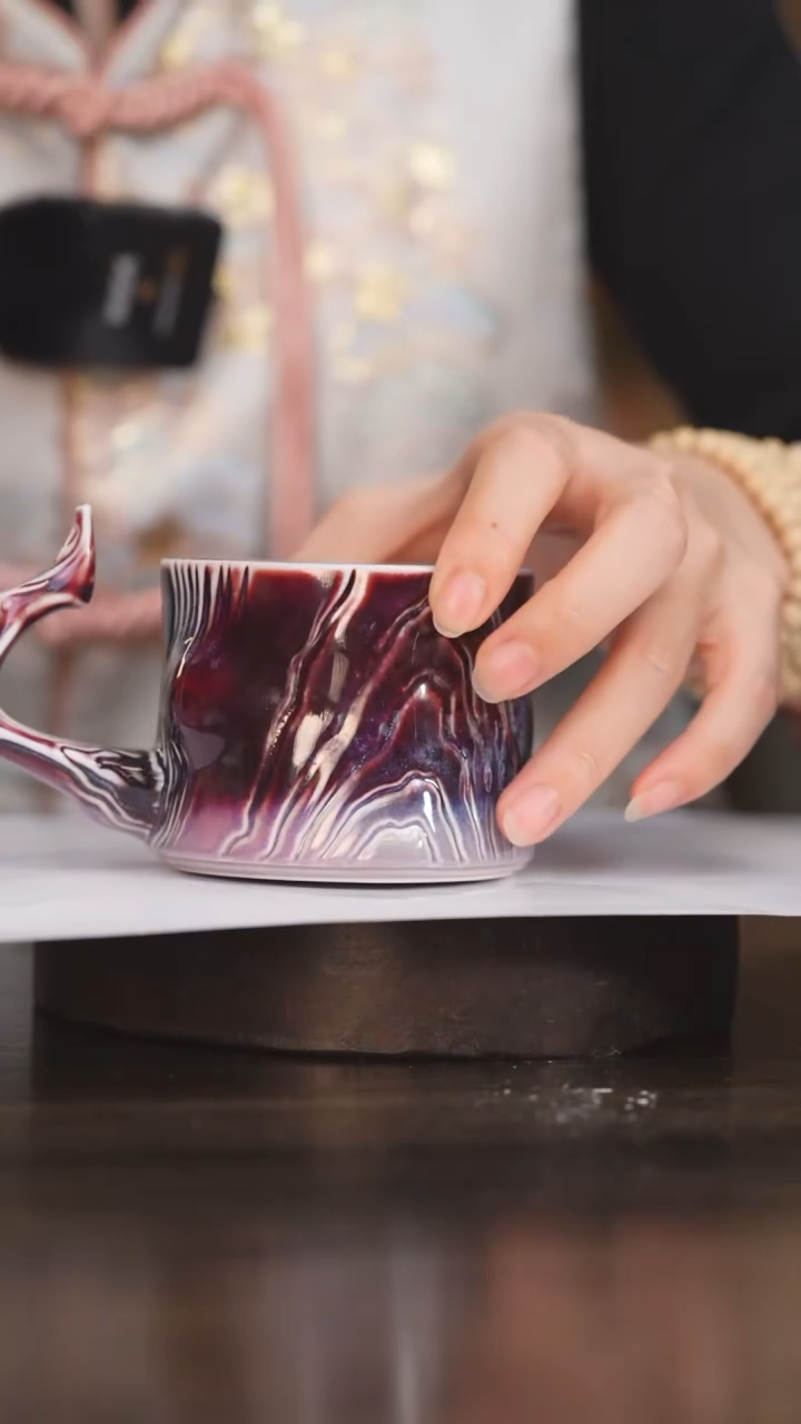 【闪购商品】杯116柴房陶瓷丨紫韵系列树纹咖啡杯