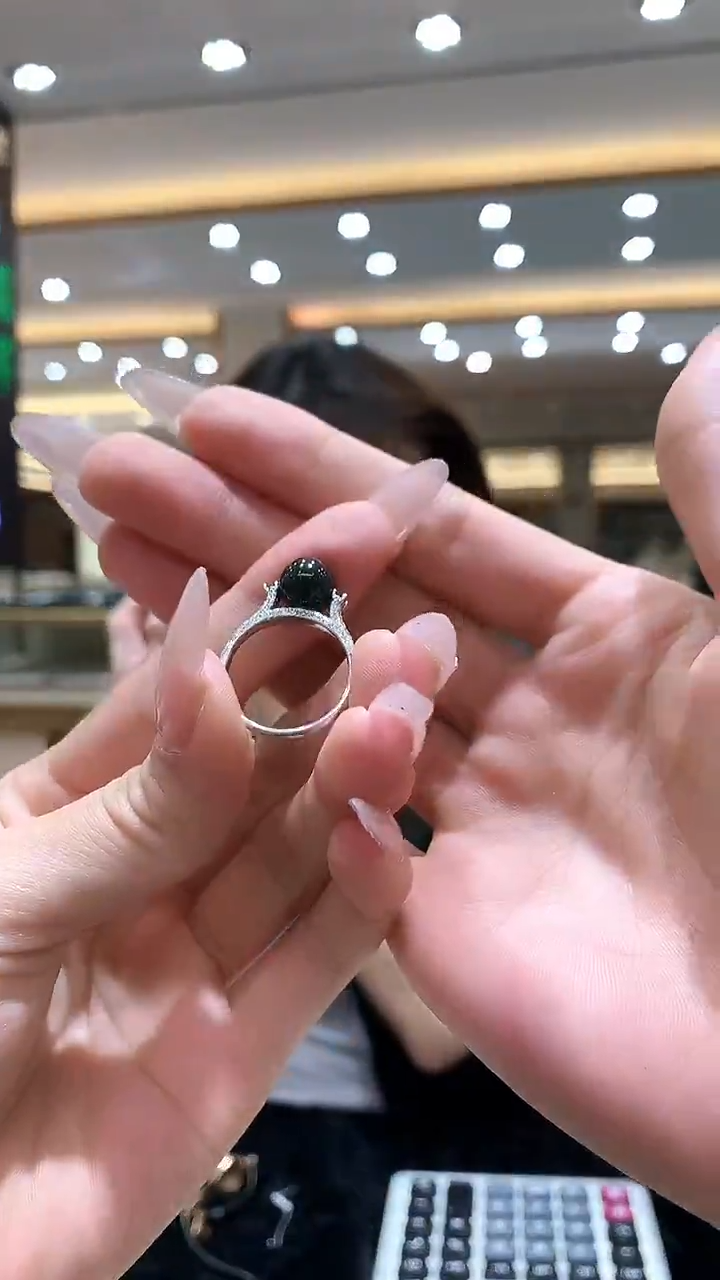 【闪购商品】翡翠戒指18K金镶嵌珠子戒指GJ