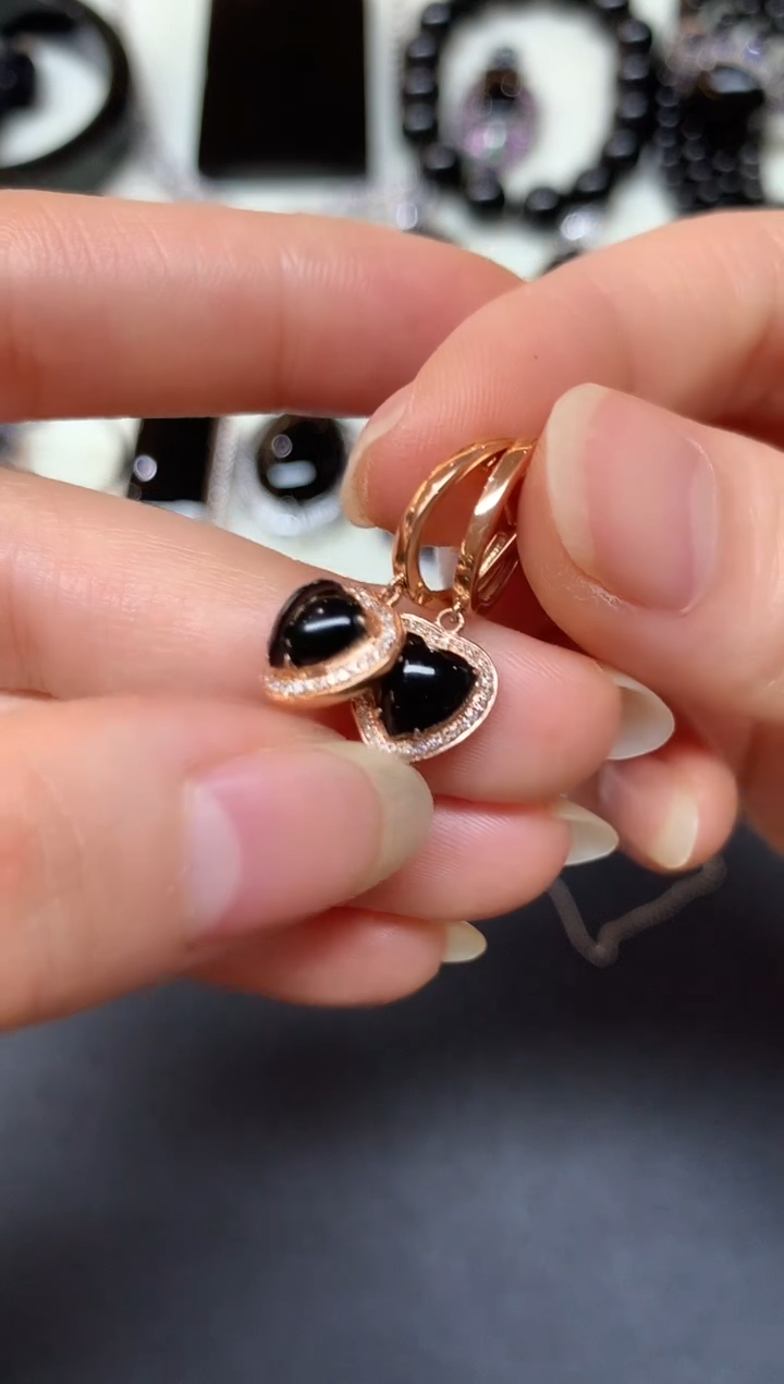 18K金镶嵌翡翠耳饰D431|3500