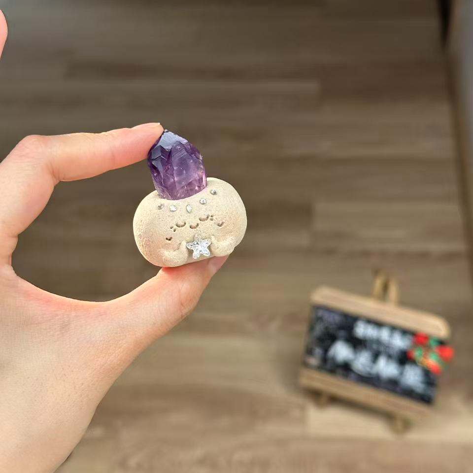 水晶小豆丁可爱紫水